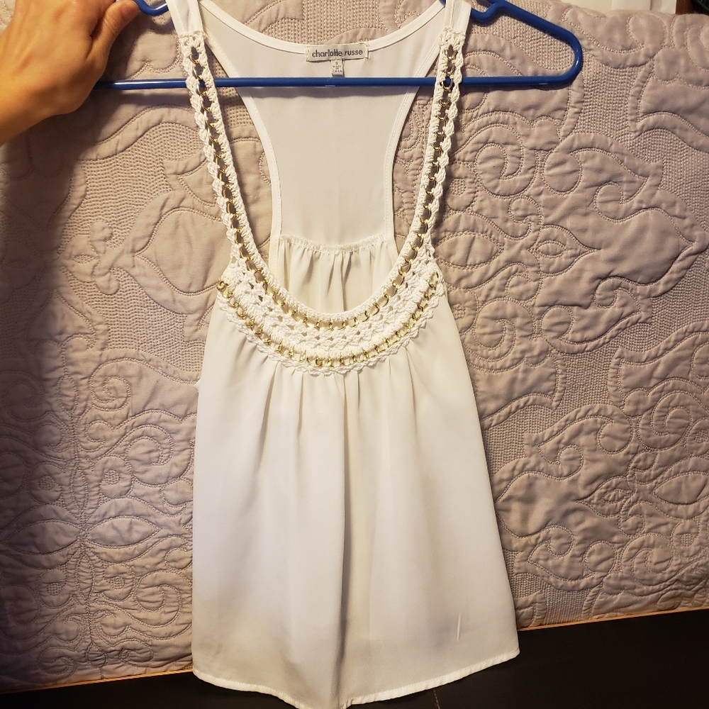 White Tank w/gold design